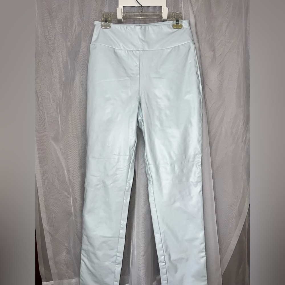 Light Blue Leather Leggings